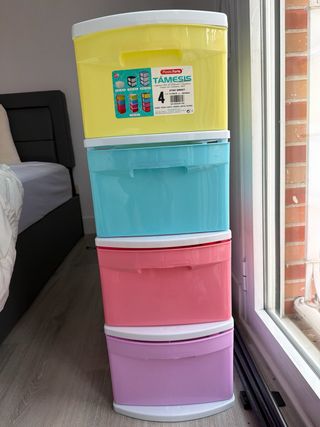 Cajonera Plástico 4 Cajones Colores