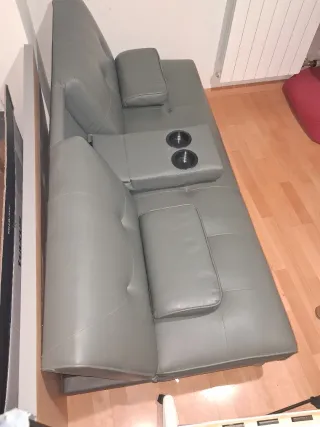 Sofá-cama 3 posiciones Piel Sintética Gris