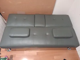 Sofá-cama 3 posiciones Piel Sintética Gris