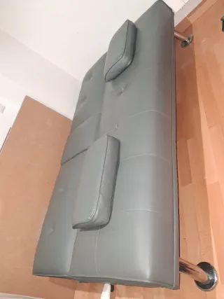 Sofá-cama 3 posiciones Piel Sintética Gris