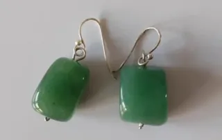 Conjunto plata y jade: collar y pendientes