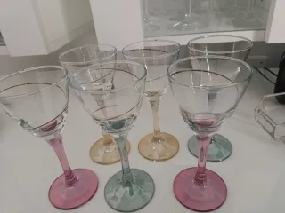 6 Calici colorati con filo dorato