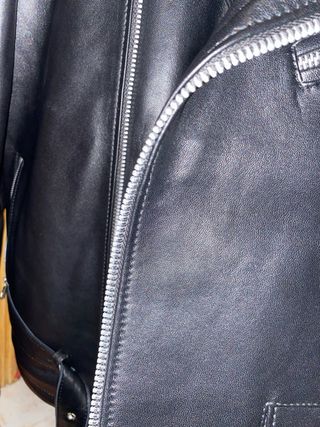 Chaqueta piel negra hombre