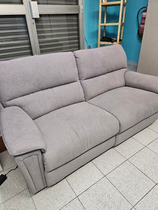 Sofá eléctrico 3 plazas tela gris
