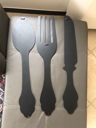 Posate decorative nere in legno