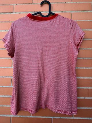 Camiseta elástica Talla L Rayas Rojas y Blancas