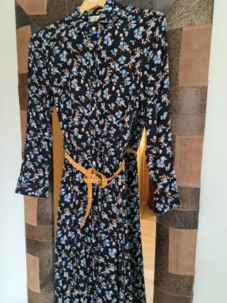 Vestido largo floral negro