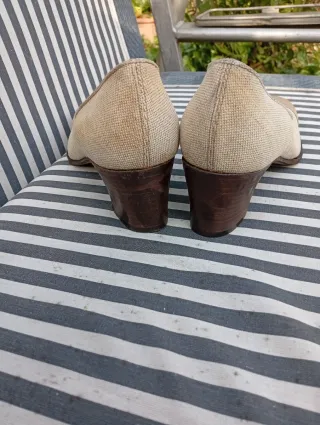 Décolleté Church's tela e pelle beige