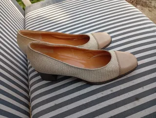 Décolleté Church's tela e pelle beige