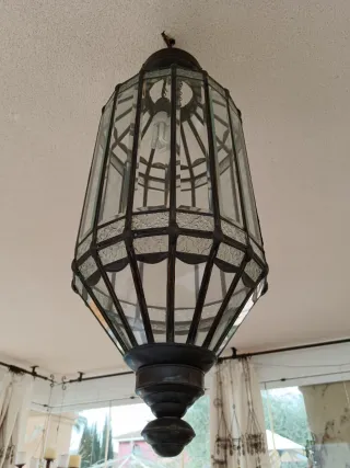 Lámpara colgante metal y cristal