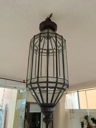 Lámpara colgante metal y cristal