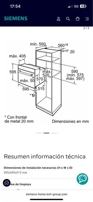 Horno Siemens HB74AS555E Acero Inoxidable