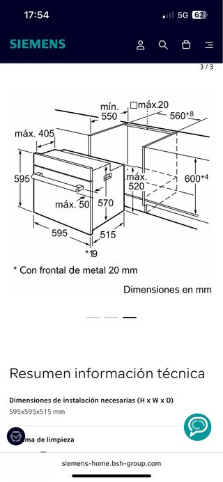 Horno Siemens HB74AS555E Acero Inoxidable