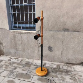 Lámpara Pie Vintage Nórdica Madera dos focos