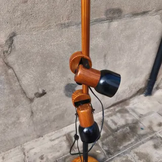 Lámpara Pie Vintage Nórdica Madera dos focos