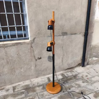 Lámpara Pie Vintage Nórdica Madera dos focos