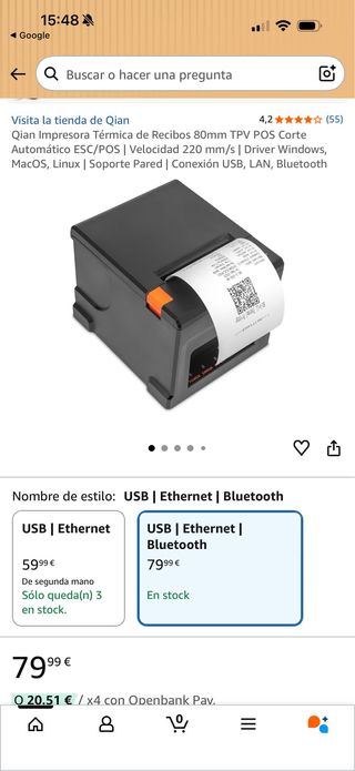 Impresora Térmica Qian 80mm USB/LAN/Bluetooth