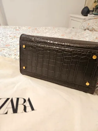 Bolso Zara Citybag Marrón Cocodrilo