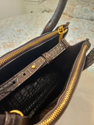 Bolso Zara Citybag Marrón Cocodrilo