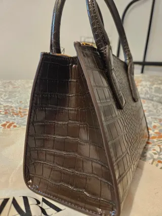 Bolso Zara Citybag Marrón Cocodrilo