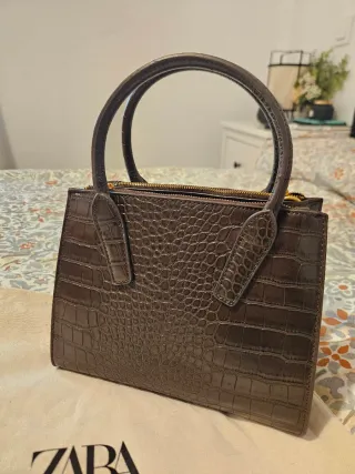 Bolso Zara Citybag Marrón Cocodrilo