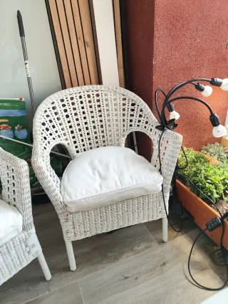 2 Sillas Jardín Mimbre Blanco