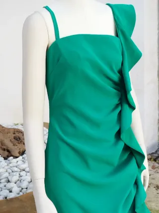 Abito Pinko verde con rouches