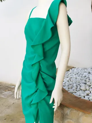 Abito Pinko verde con rouches