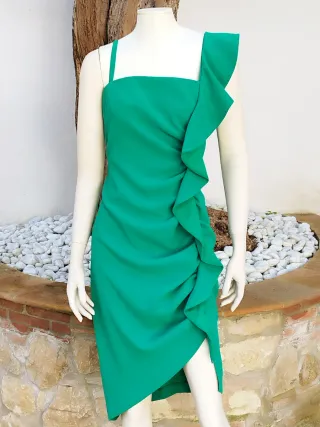 Abito Pinko verde con rouches