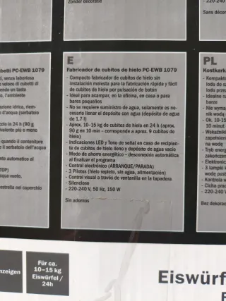 Profi Cook maquina fabricar hielo pc-ewb 1079 150W