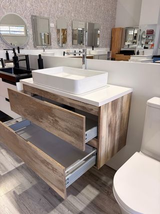 Mueble de baño 1m madera y porcelana