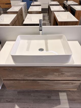 Mueble de baño 1m madera y porcelana