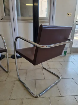 Poltrone Brno Knoll Pelle Marrone Metallo