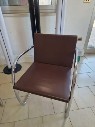 Poltrone Brno Knoll Pelle Marrone Metallo