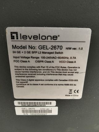 Switch Gestionable L2 GEL-2670 24xGbE + 2xSFP Rack 19"