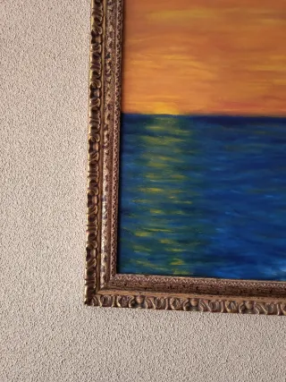 Cuadro Atardecer Mar Azul