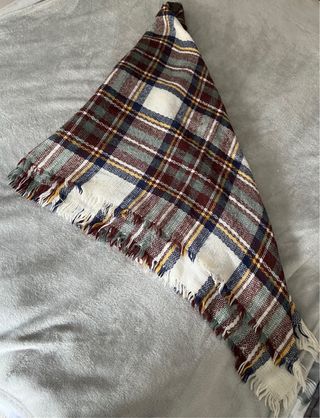 Bufanda manta cuadros marrón y blanco