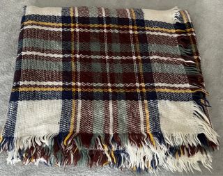 Bufanda manta cuadros marrón y blanco