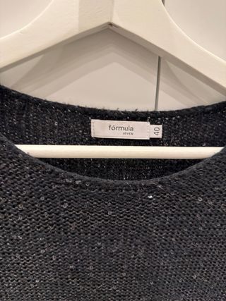 Blusa negra lentejuelas L blouse