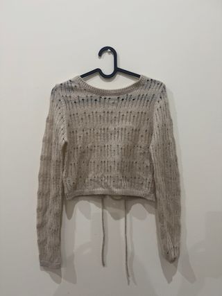 Jersey calado beige con cordones