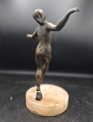 Desnudo femenino Art Deco en bronce con cenicero
