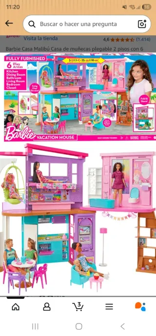 Barbie Casa Malibú Plegable 2 Pisos