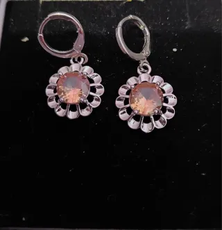 Set collana e orecchini fiore argento pietra ambra