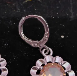 Set collana e orecchini fiore argento pietra ambra