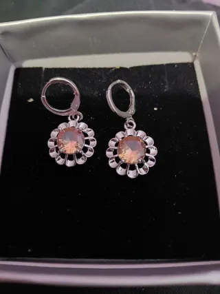 Set collana e orecchini fiore argento pietra ambra