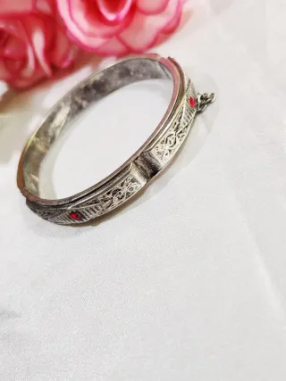 pulsera brazalete vintage de plata y circonitas