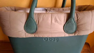 Bolso de mano O bag verde y beige