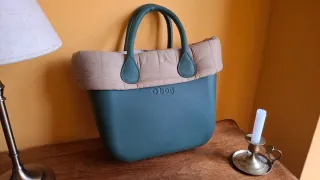 Bolso de mano O bag verde y beige