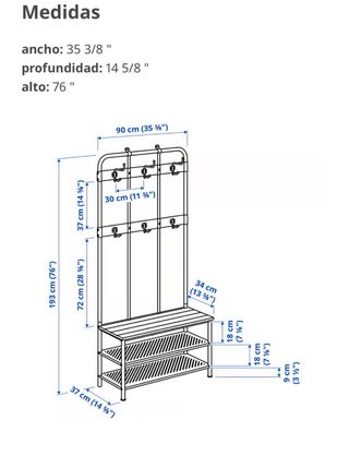 Perchero, banco y zapatero IKEA modelo PINNIG