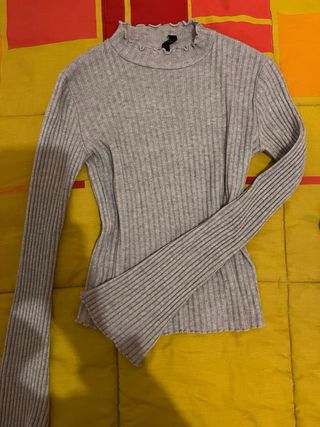 Jersey crop top gris